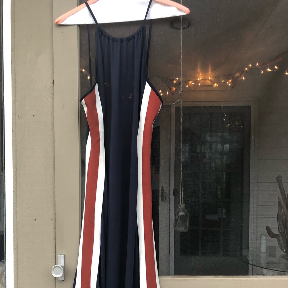 Dress. Ganni. Halter style. Stretch knit Navy